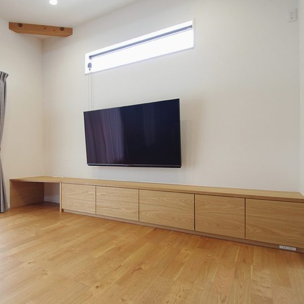 幅3500mmオーク材のテレビボード